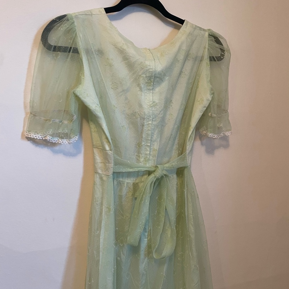 Vintage 70’s Mesh / Lace Prairie Maxi Dress - Picture 5 of 6